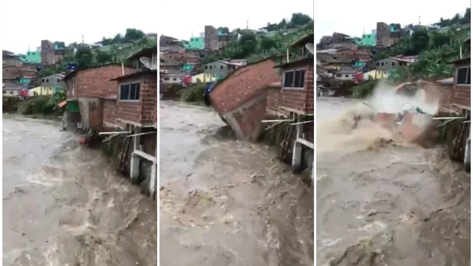 VÍDEO: casas desabam dentro de rio, no interior de Pernambuco; número de mortos sobe para 35