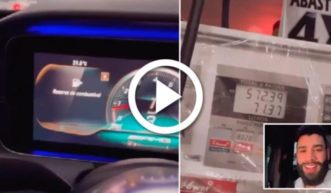 VÍDEO: Gusttavo Lima fica sem gasolina, passa ‘perrengue’ e se assusta com preço do combustível em Goiânia