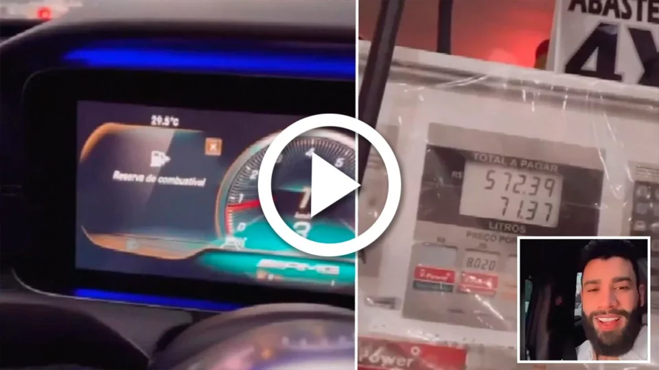 VÍDEO: Gusttavo Lima fica sem gasolina, passa ‘perrengue’ e se assusta com preço do combustível em Goiânia