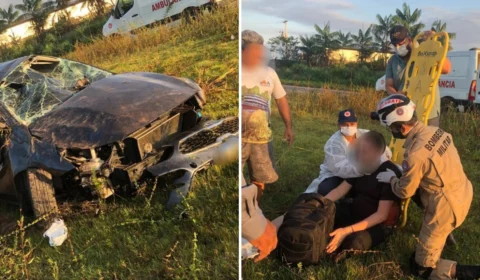 Homem fica ferido durante acidente de carro na rodovia AM-070, no Amazonas