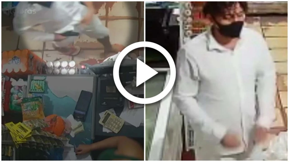 VÍDEO: dois suspeitos assaltam uma loja de frios no Bairro Lírio do Vale, na Zona Oeste de Manaus