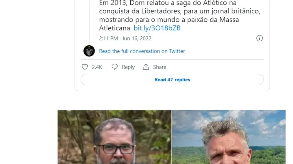 Atlético/MG lamenta mortes de indigenista e jornalista no Amazonas