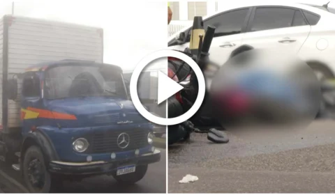VÍDEO: motociclista morre atropelado por caminhão na Zona Centro-Sul de Manaus