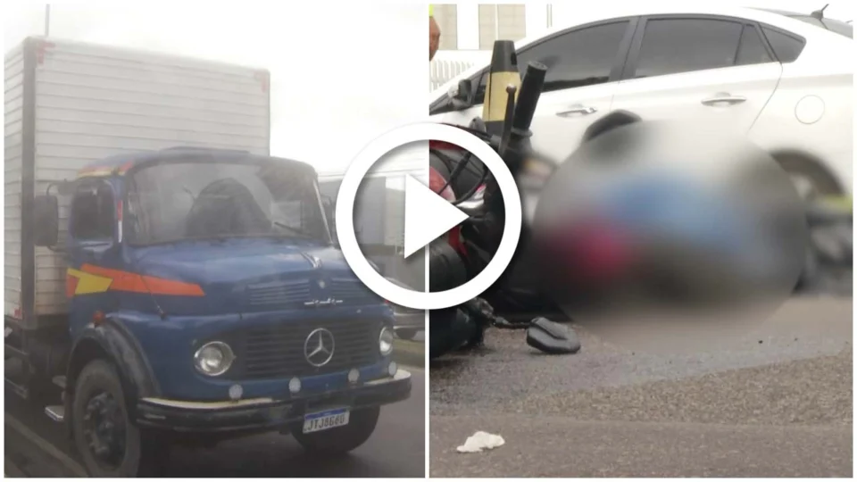 VÍDEO: motociclista morre atropelado por caminhão na Zona Centro-Sul de Manaus