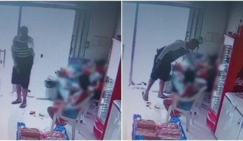 VÍDEO: câmeras registram suspeito armado assaltando um mercadinho em Manaus