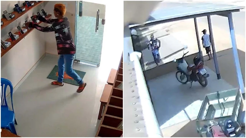 Câmera flagra furto de 4 celulares em loja de Pauini, no Amazonas