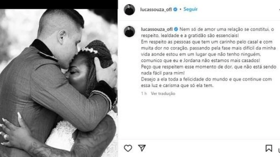 Lucas anuncia fim do casamento com Jojo Todynho, e cantora é pega de surpresa