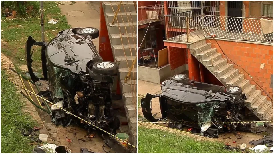 VÍDEO: após perseguição policial, carro capota e dupla é presa em Manaus