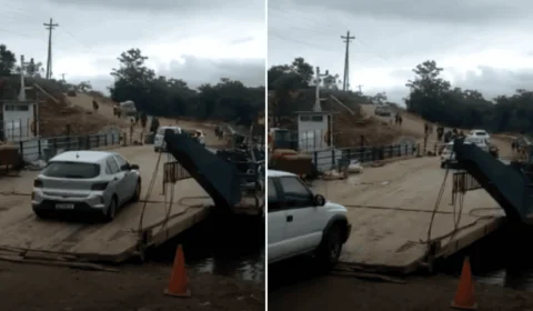 VÍDEO: após queda de ponte na BR-319, balsa inicia travessia de veículos e pedestres no AM