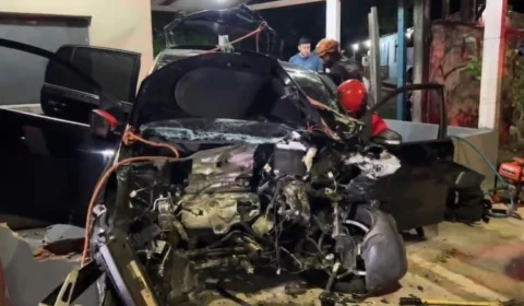 Homem fica preso às ferragens de carro após grave acidente de trânsito em Manaus