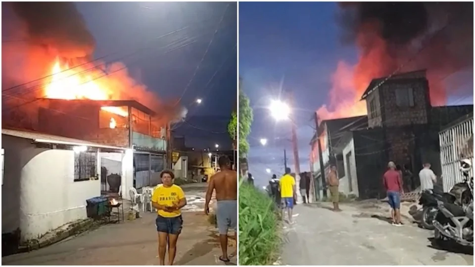 VÍDEO: incêndio de grandes proporções destrói casa na Zona Norte de Manaus