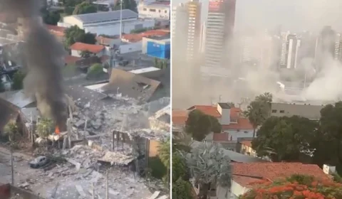 Vídeo: explosão destrói restaurante e outros imóveis em Teresina, no Piauí