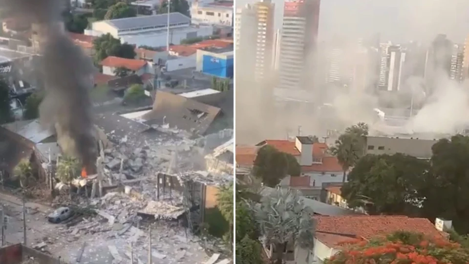 Vídeo: explosão destrói restaurante e outros imóveis em Teresina, no Piauí