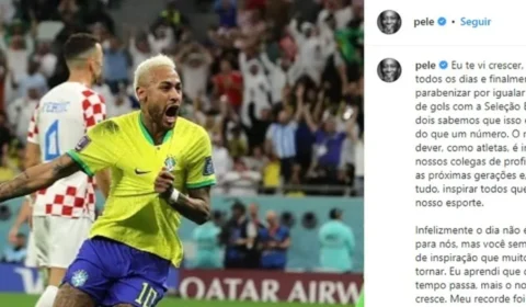 Neymar é homenageado por Pelé pelos 77 gols marcados pela seleção brasileira