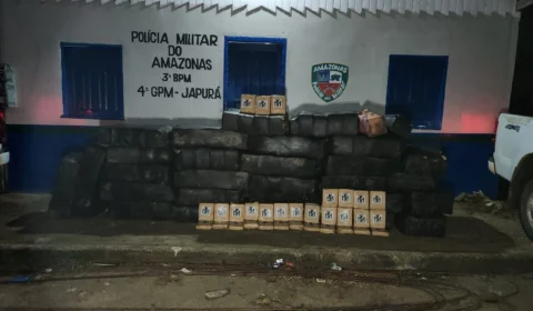 Polícia apreende 1,2 tonelada de maconha em ilha no rio Japurá, no Amazonas
