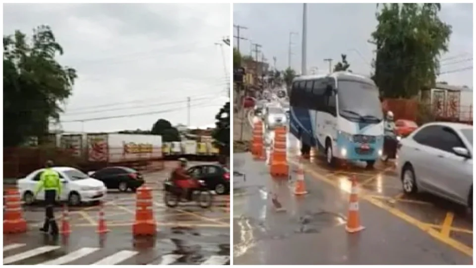 Trânsito: chuva causa transtorno em várias vias de Manaus nesta quinta-feira
