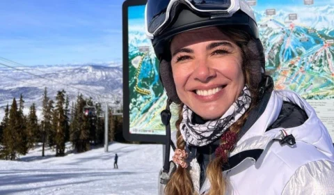 Luciana Gimenez sofre acidente em pista de esqui nos Estados Unidos