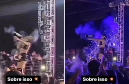 DJ Flavinha dispara canhão de confetes no rosto e sofre queimadura, em SC
