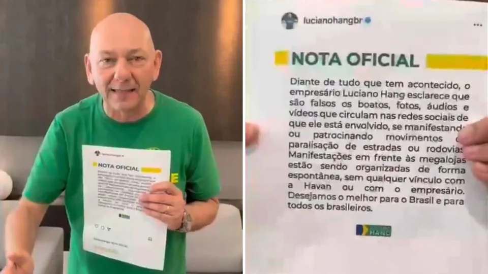 Apoiador de Bolsonaro, Hang grava vídeo e afirma: ‘Temos novo presidente’