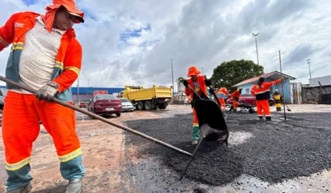 Entorno da feira da Banana recebe serviços de manutenção em Manaus