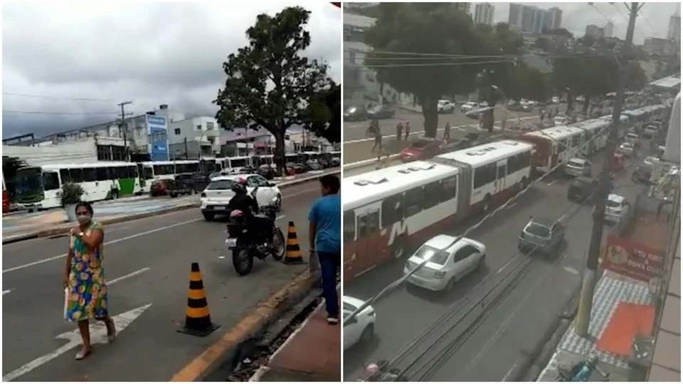Rodoviários fazem paralisação no T1 na manhã desta quarta-feira em Manaus