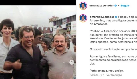 Amazonino: ‘respeito e admiração sempre foram a marca dessa relação’, diz Aziz