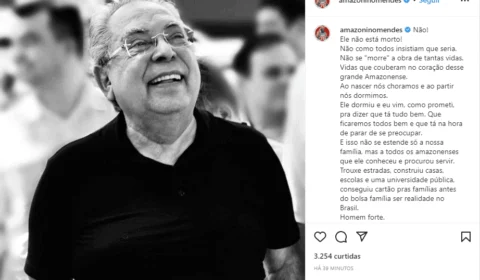 ‘Não se morre o que é eterno’, diz filha de Amazonino em post na internet