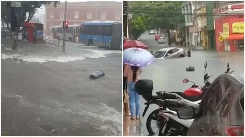Chuva causa transtorno e alagamentos no Centro de Manaus nesta quinta (16)