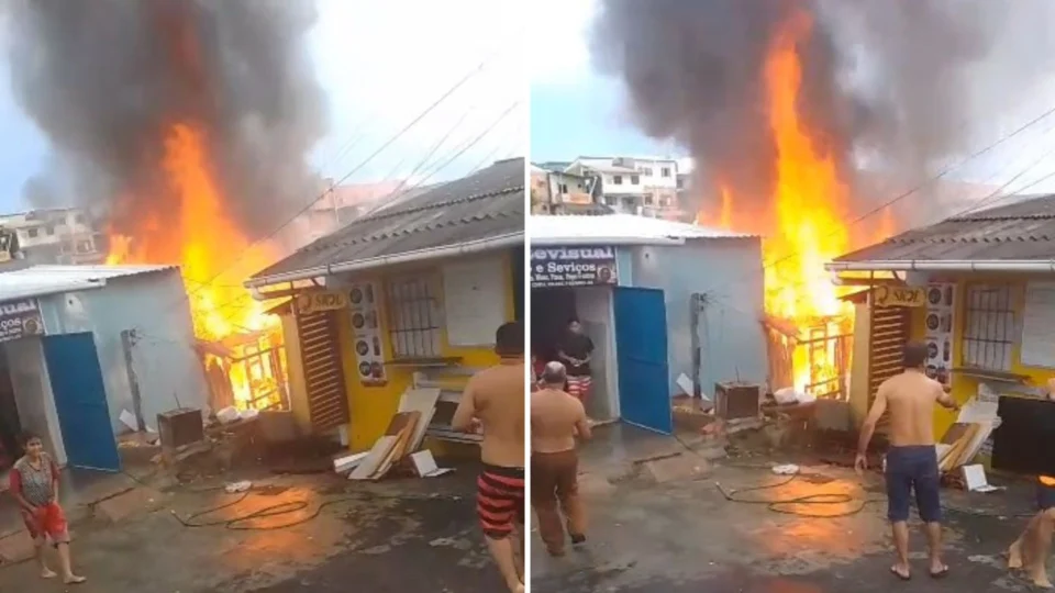 VÍDEO: incêndio destrói casa no São Jorge na Zona Oeste de Manaus