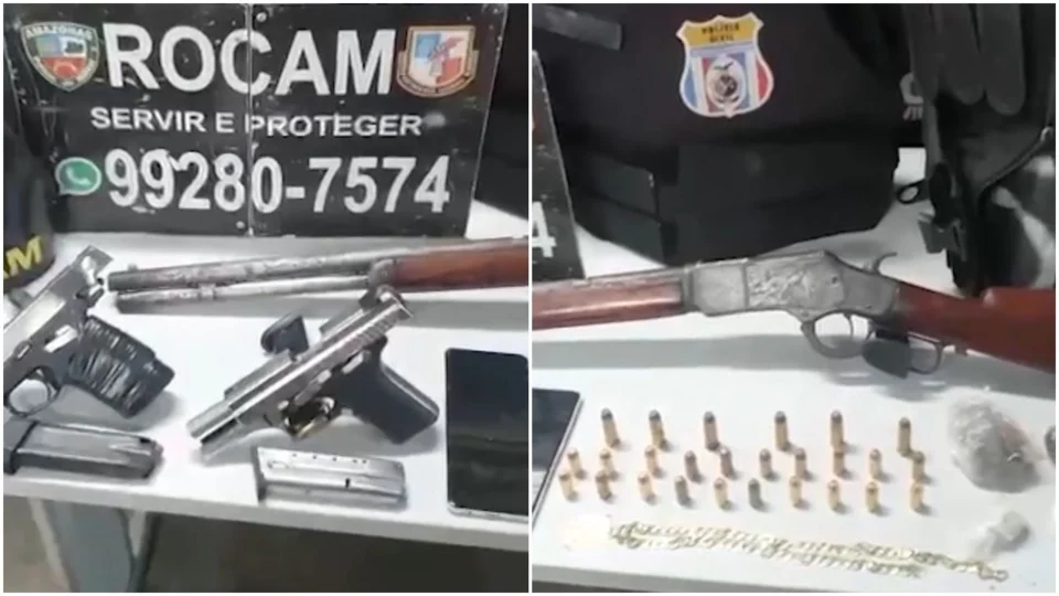 VÍDEO: policiais militares prendem três homens com arsenal de guerra em Manaus