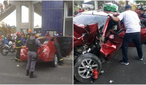 VÍDEO: acidente deixa duas pessoas presas às ferragens de carro em Manaus 