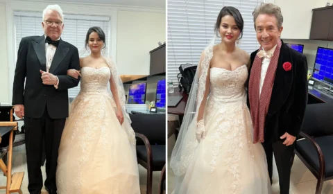 Atriz Selena Gomez aparece vestida de noiva e deixa fãs surpresos