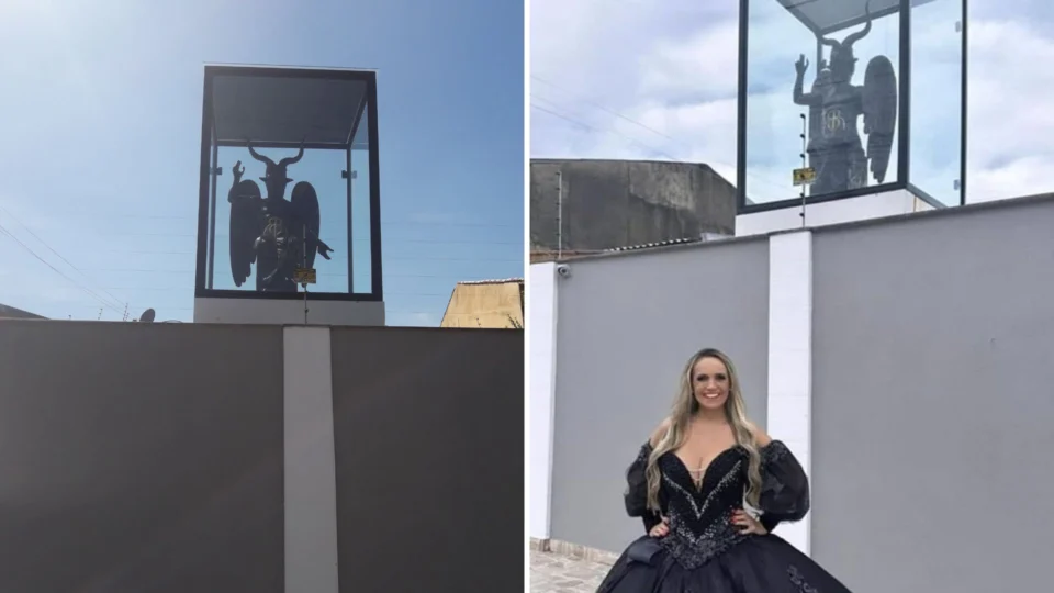 Estátua de ‘Belzebu’ exposto em muro de casa no RS viraliza nas redes sociais