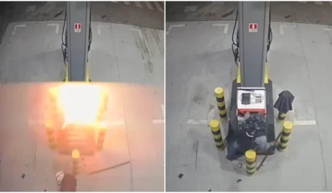 VÍDEO: trio explode cofre de posto de combustível em Manaus