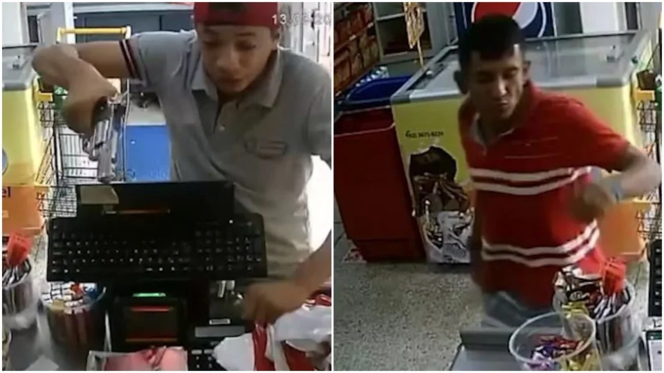 VÍDEO: dois suspeitos flagrados assaltando mercadinho são presos em Manaus