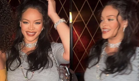 Rihanna exibe barriga em novas fotos na noite em Paris