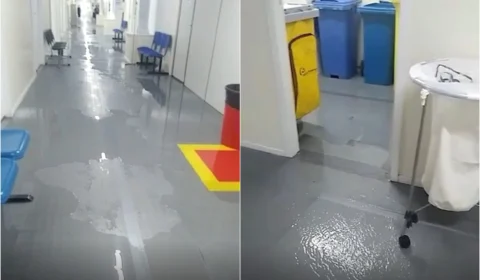 Corredores da ‘Maternidade de Lona’ alagam após forte chuva em Boa Vista-RR