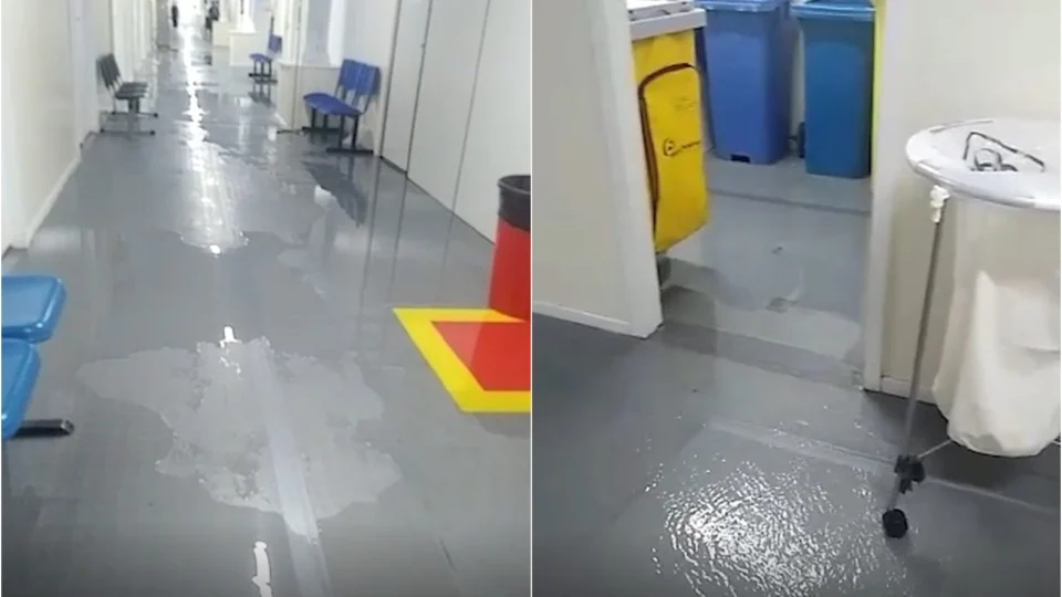 Corredores da ‘Maternidade de Lona’ alagam após forte chuva em Boa Vista-RR