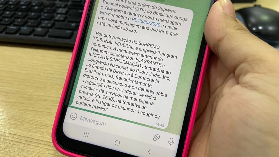 Telegram acata determinação do STF e retira mensagem contra PL das ‘Fake News’