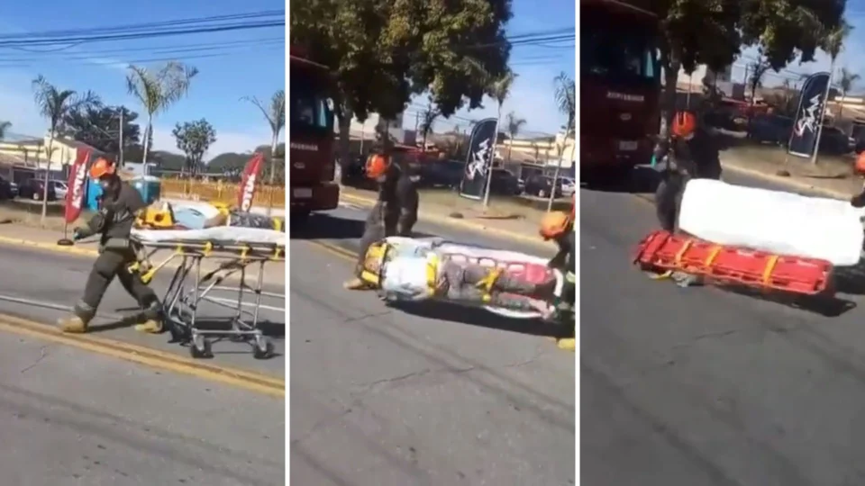 VÍDEO: bombeiros deixam vítima cair de maca durante resgate em São Paulo