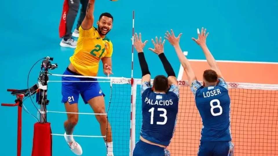 Brasil e Argentina disputam partida de vôlei masculino nesta quinta-feira, 8