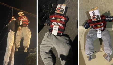 Protesto: torcedores do Vasco simulam enforcamento de CEO flamenguista