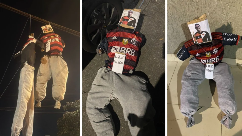 Protesto: torcedores do Vasco simulam enforcamento de CEO flamenguista