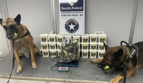 RF encontra 5 kg de maconha em potes de margarina no aeroporto de Manaus