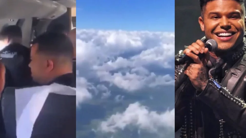 VÍDEO: porta de avião com banda do cantor Tierry abre durante voo