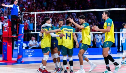 Liga das Nações: seleção brasileira de vôlei vence Eslovênia por 3 sets a 1