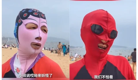 ‘Facekinis’: veja como os chineses estão se protegendo no verão