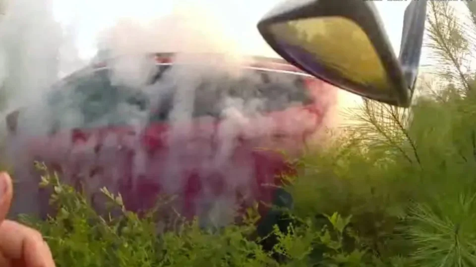 Vídeo: mulher é resgatada de carro em chamas no meio da floresta nos EUA