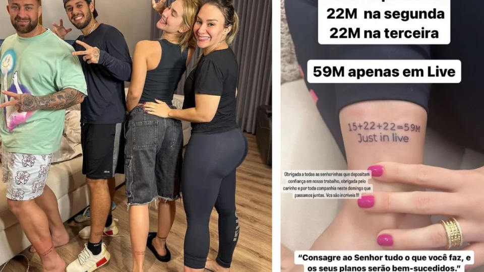 Virginia faz nova tatuagem com marido e sócios de marca de cosméticos; veja