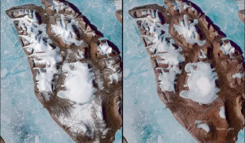 Camadas de gelo derretem em ilha do Ártico durante dia mais quente do mundo